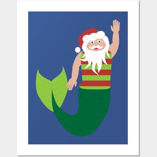 Merman Santa Posters and Art